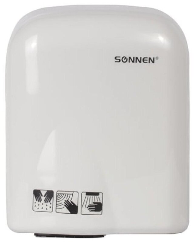 Сушилка для рук Sonnen HD-165, 1650 Вт, пластиковый корпус, белая 604191