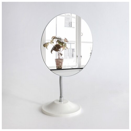 фото Зеркало настольное, на гибкой ножке, зеркальная поверхность 13.5 x 16.2 см, цвет белый queen fair