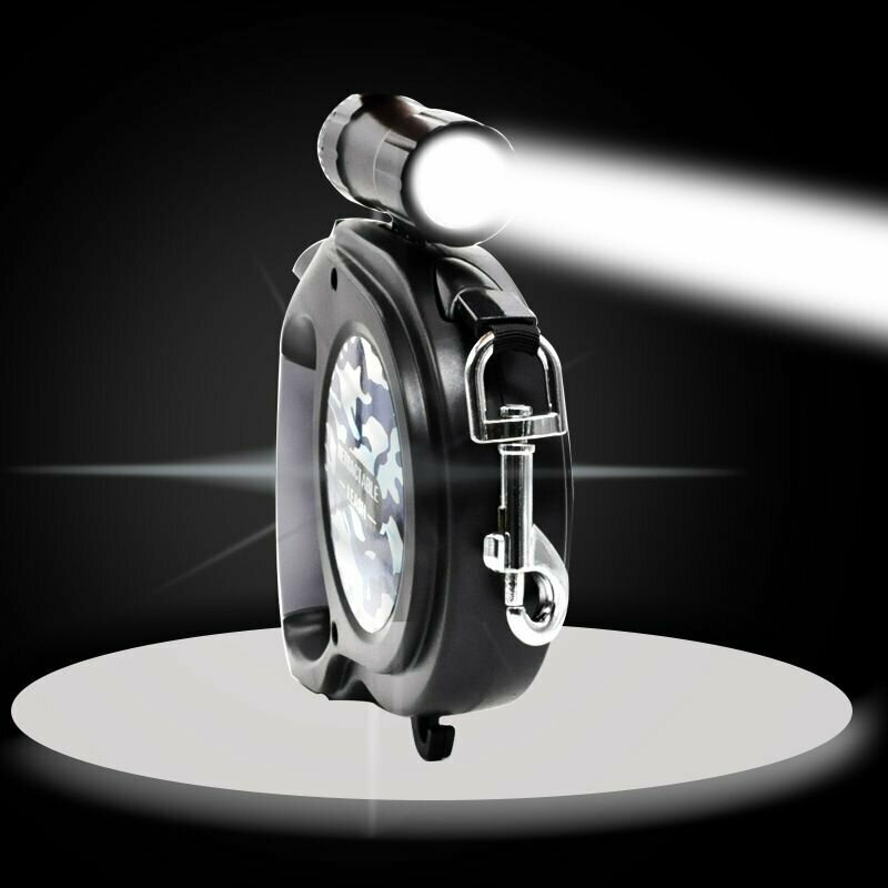 Поводок рулетка для собак до 50 кг, длина 8 метров, с фиксатором длины и LED фонариком — фото 1