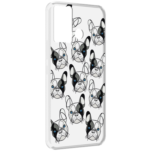 Чехол MyPads мини-собачки-черно-белый для Infinix Hot 12 Play задняя-панель-накладка-бампер
