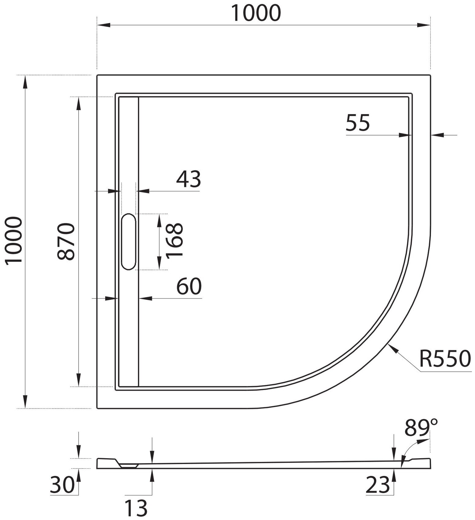 Душевой поддон Cezares TRAY 1000х1000х30 TRAY-AS-R-100-30-W - фотография № 3