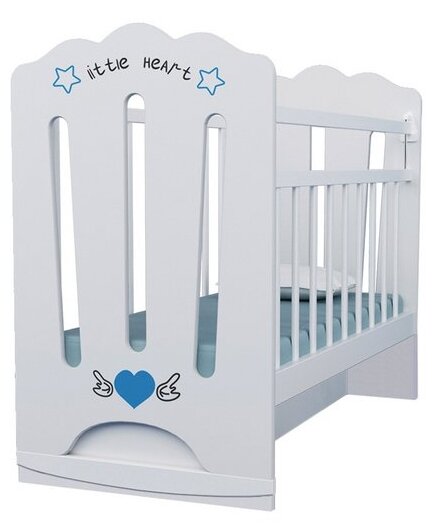 Детская кровать Little heart для новорожденных с колесом-качалкой
