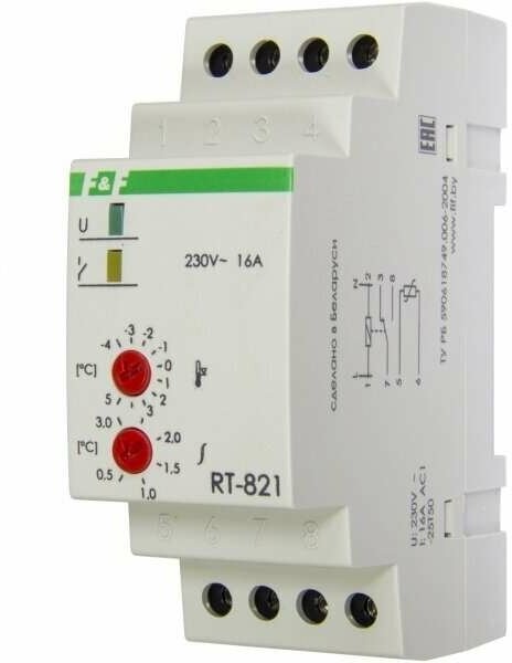 Регулятор температуры RT-821 50-264V аналоговый однофункциональный ЕА07.001.003 - фотография № 2