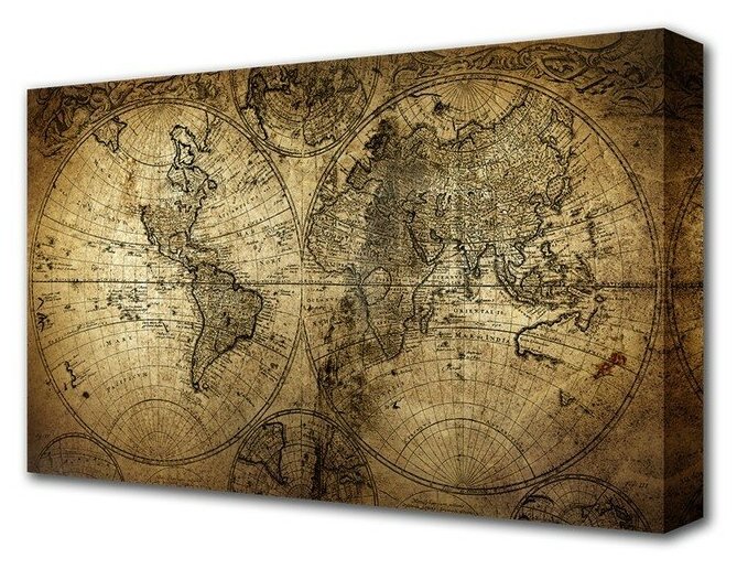 Topposters Картина на холсте "Карта мира" 60*100 см