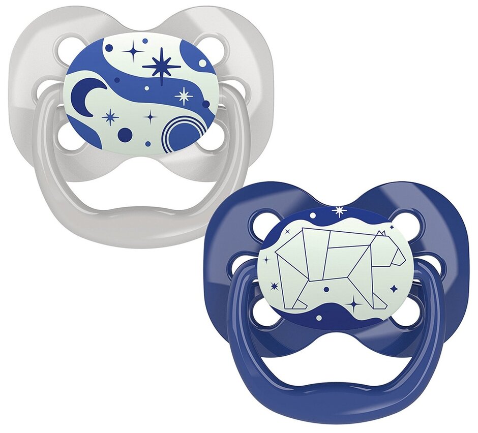 Пустышка Dr. Brown's Advantage, с подсветкой, 0-6 мес., голубой, 2 шт. (PA12004-INTL) - фото №1