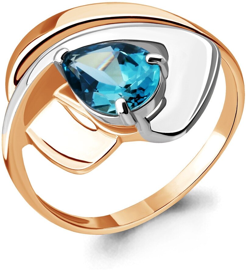 Кольцо AQUAMARINE, серебро, 925 проба, золочение, Лондон топаз