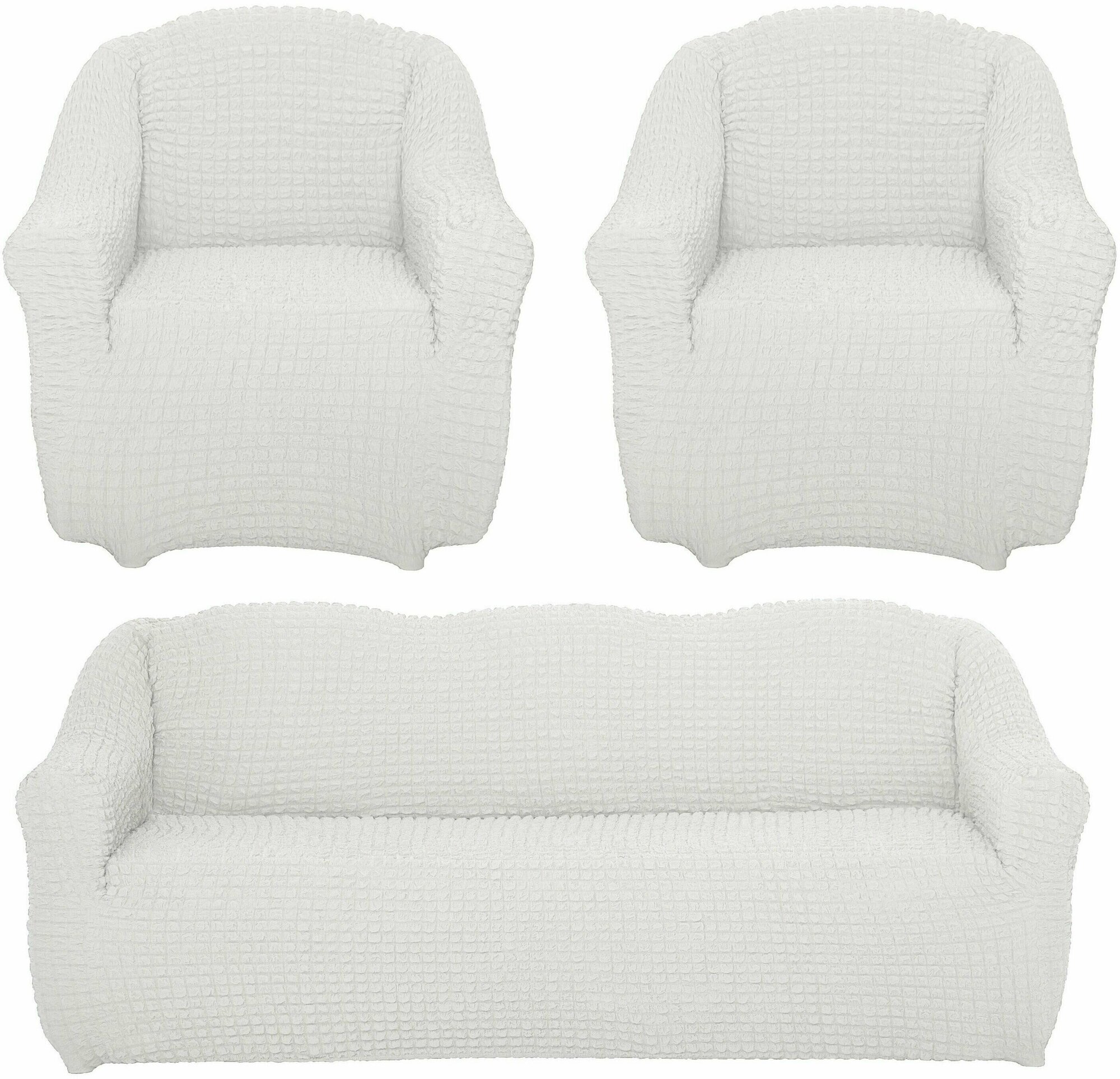 Чехол на диван и 2 кресла без оборки диван трехместный универсальный чехол для мягкой мебели комплект накидка дивандек на диван и кресло