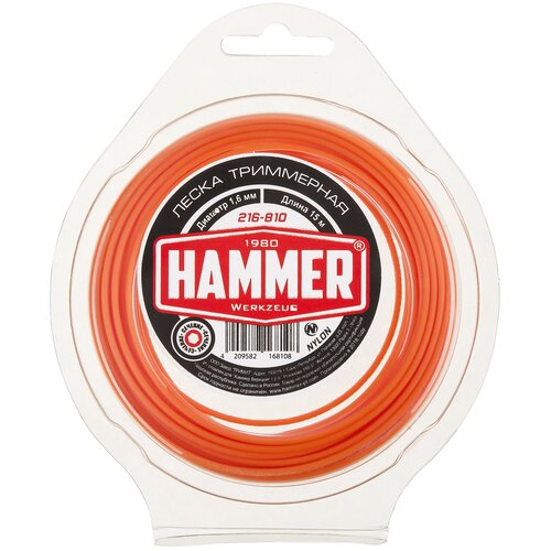 Леска (корд) Hammer 216-810 1.6 мм 15 м 1.6 мм леска hammer 216 814 2 мм 15 м 1 шт 2 мм