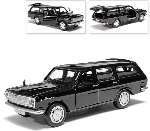 Машина ГАЗ 2402 Волга, инерционная, черная, Технопарк, 12 см