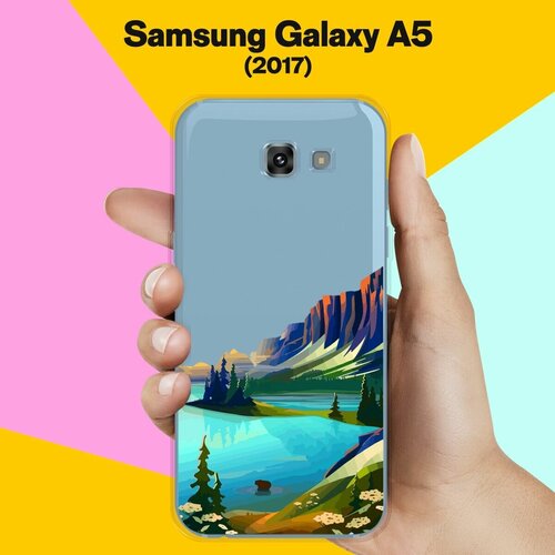 Силиконовый чехол на Samsung Galaxy A5 (2017) Озеро и горы / для Самсунг Галакси А5 2017 жидкий чехол с блестками панда из кусочков на samsung galaxy a5 2017 самсунг галакси а5 2017