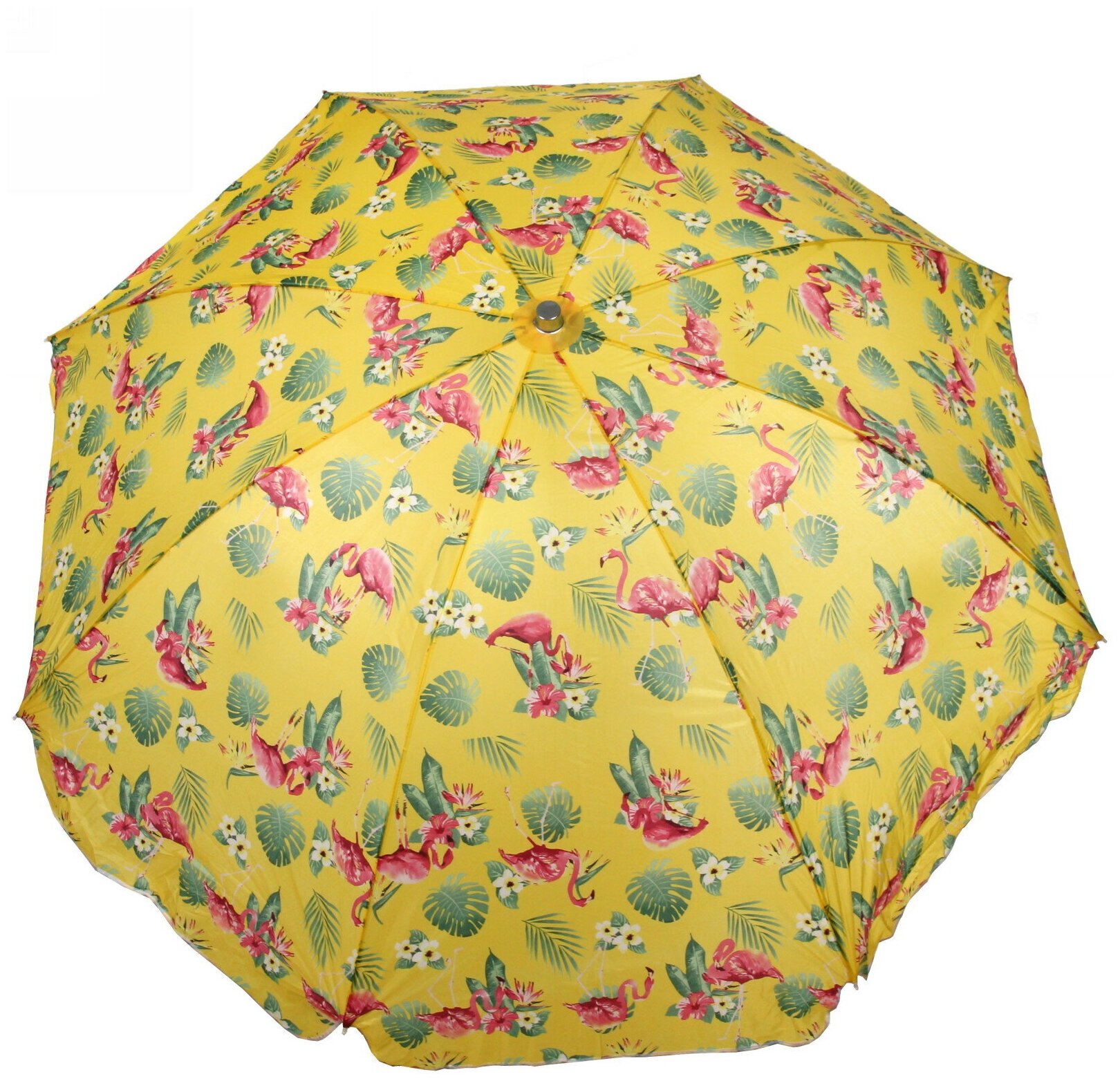 Зонт пляжный D=240см, h-220см "Фламинго" желтый с механизмом наклона ДоброСад - фотография № 2