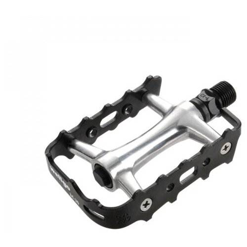 фото Педали 6-190029 алюминиевые с алюмин. ободом m-20 подходят под туклипсы, 102х63х24мм, ось cr-mo 248г. черные-серебр. wellgo