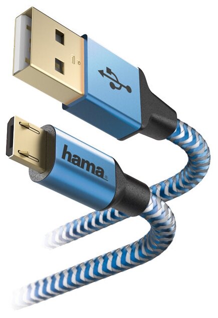 Кабель Hama 00178289 micro USB B (m) USB A(m) 1.5м синий 00178289