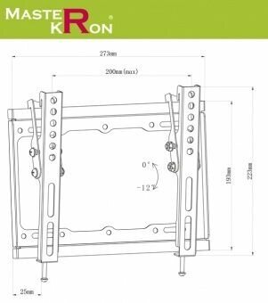 Кронейн на стену наклонный MasterKron VESA 200х200 для ТВ 13"-42"(33-107см) и весом до 35 кг ЧЕРНЫЙ