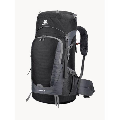 Рюкзак туристический 65л, для похода и города, чёрно-серый