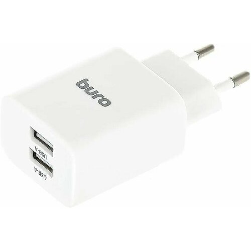 Сетевое зарядное устройство, Buro, 2xUSB, 10.5Вт, 2.1A, белого цвета белый
