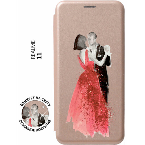 Чехол-книжка Dancing Couple на Realme 11 / Рилми 11 с 3D эффектом золотой матовый чехол dancing couple для realme 11 рилми 11 с 3d эффектом черный