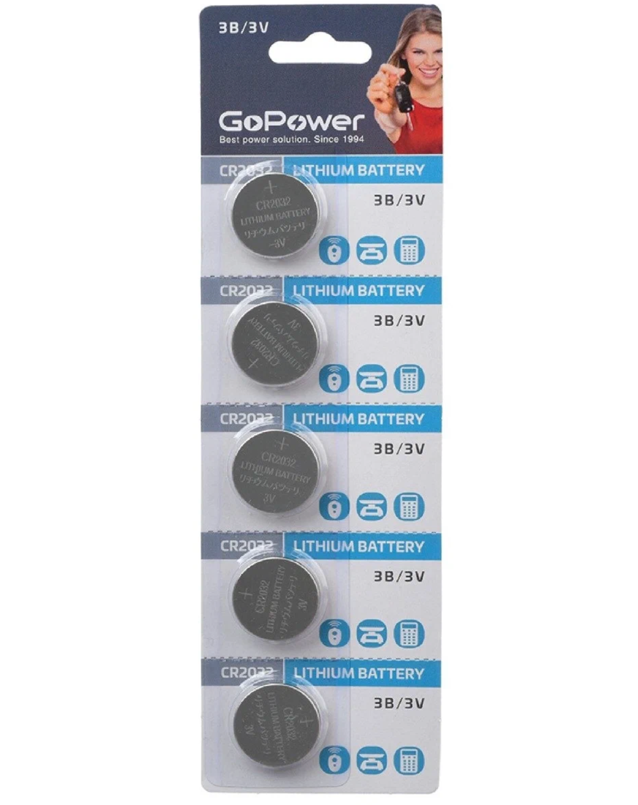 Батарейка GoPower CR2032 BL5 Lithium 3V