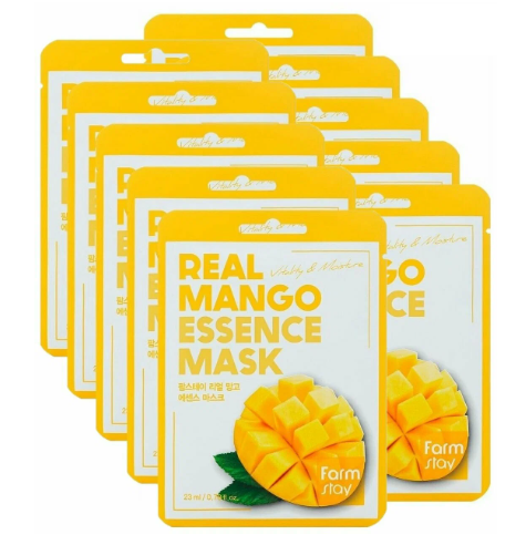 Маска тканевая увлажняющая с экстрактом манго FARMSTAY Real Mango Essence Mask 23ml*10шт.