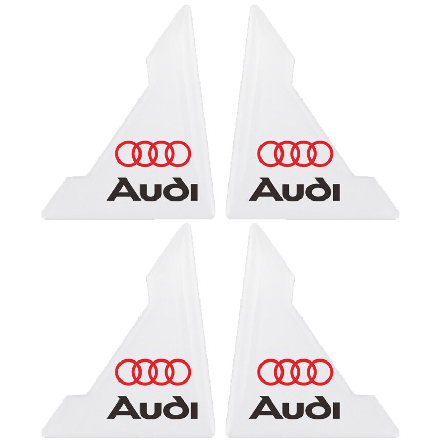 Защитные уголки на дверь автомобиля с логотипом Audi силиконовые прозрачные, комплект 4 шт.