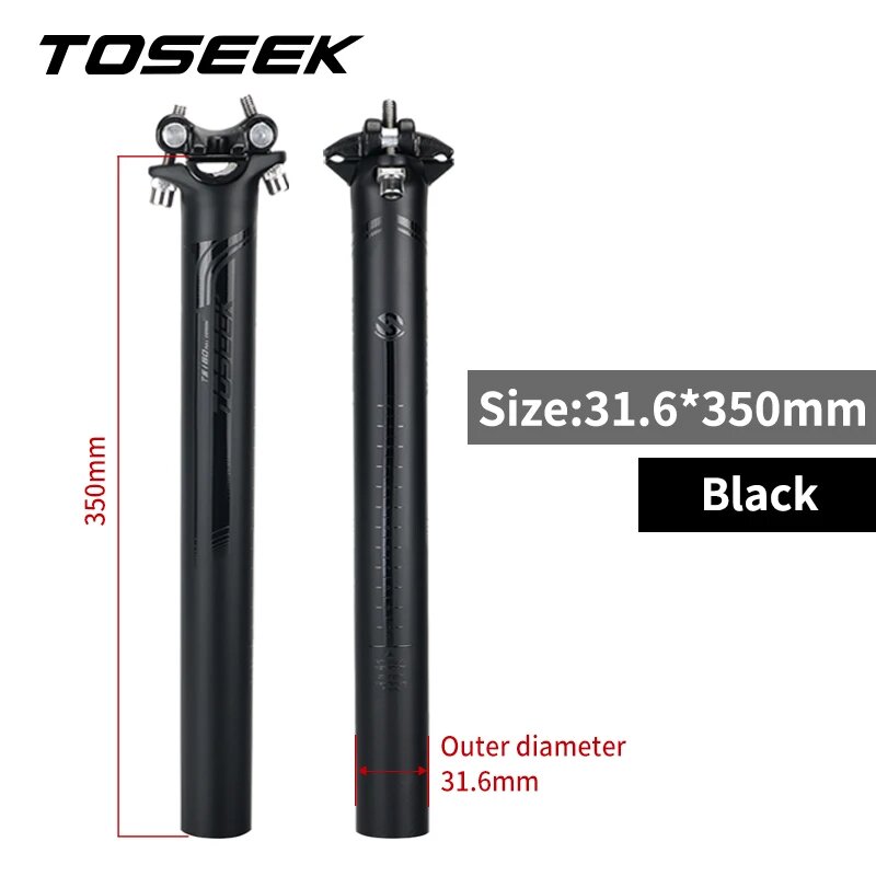 TOSEEK ZF-One Углеродный Седельный Штырь 27,2/30,8/31,6 мм Черный 280 мм black-316-350mm