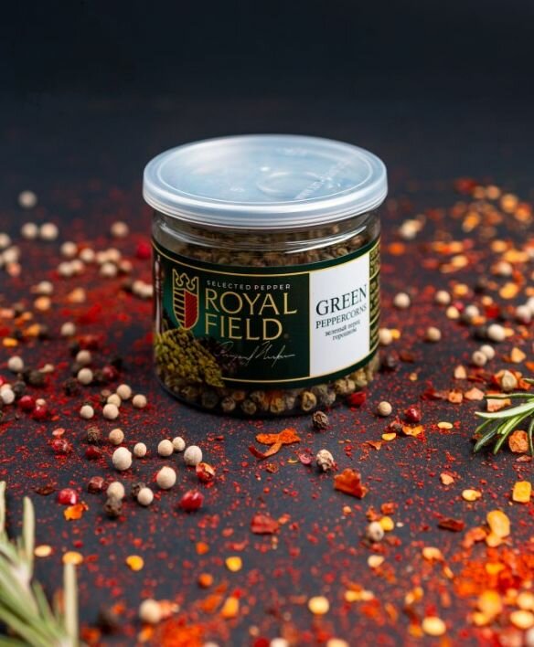 Перец зеленый горошком RoyalField (BLACK PEPPERCORNS) 80 г