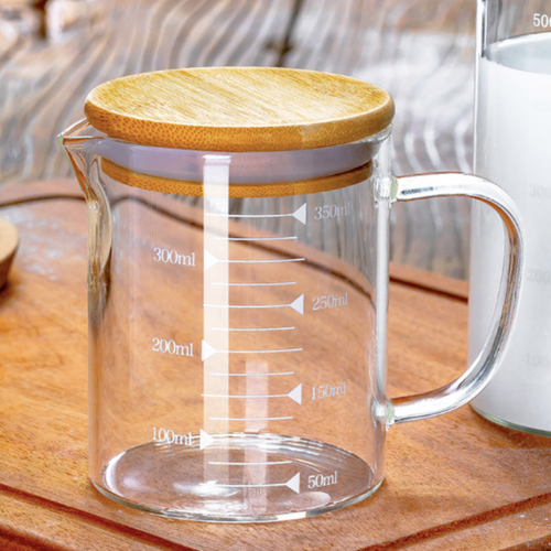 Мерный стакан для кухни 350мл молочник с бамбуковой крышкой кружка мерная 850₽
