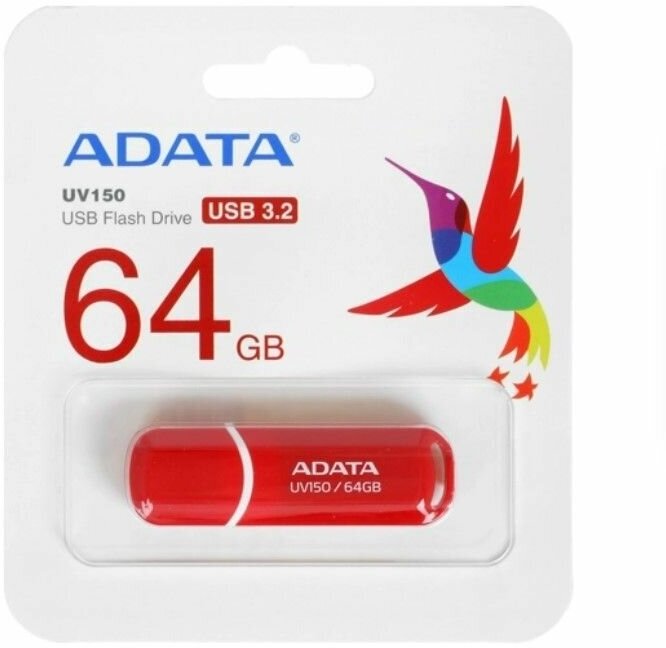 Флеш Диск 64GB ADATA UV150, USB 3.0, Красный — фото 1