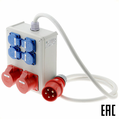 Щит ЩР0-3130-6-44УХЛ3 32А переносной IP44 с розет.4х220В-16А,2х380В-16А, вилка 380В 32А Электро