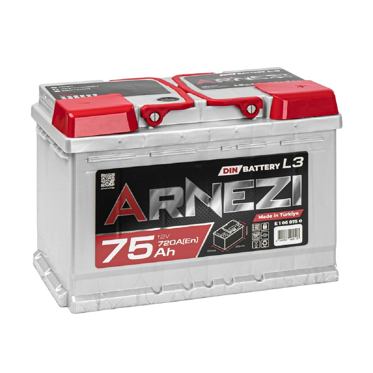 Аккумулятор ARNEZI DIN SMF 75 A/ч обратная R( ) 278x175x190 L3 EN 720 A