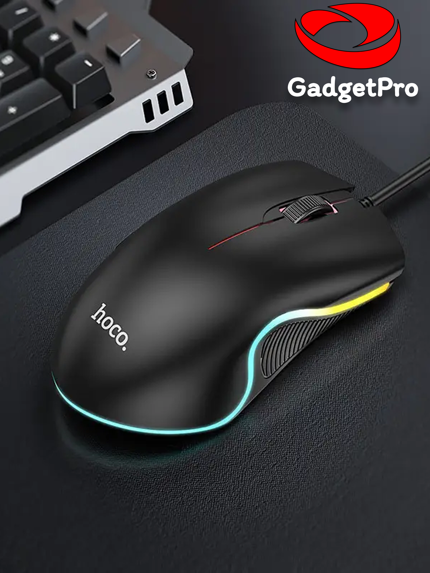 Проводная мышь Hoco GM19, USB, 1000 DPI, 3 кнопки, оптическая, черная, для ПК и игр