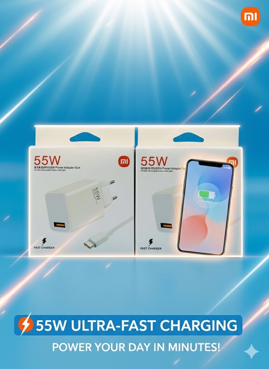 Зарядное устройство Xiaomi 55W, GaN, 2 разъема USB Type-C, мощность 55Вт — фото 1