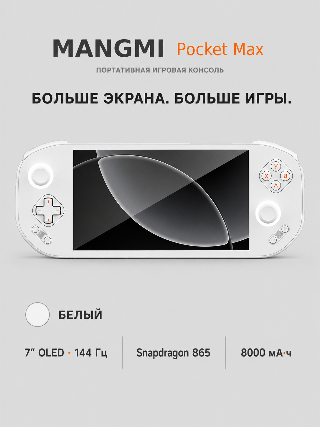 MANGMI Pocket Max, белый, 256 ГБ, портативная игровая консоль в стиле ретро-аркады.