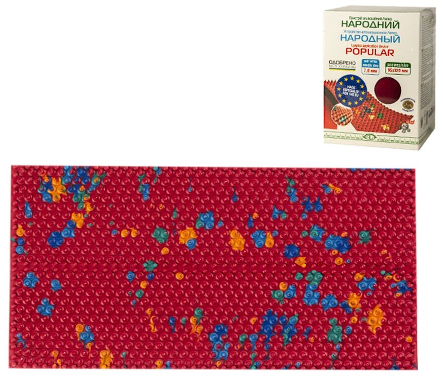 Массажный коврик ляпко аппликатор "Народный" (шаг игл 7,0 мм, размер 95 х 320 мм) красный