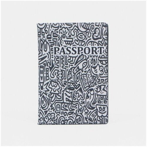 Обложка для паспорта Сима-ленд, белый, черный