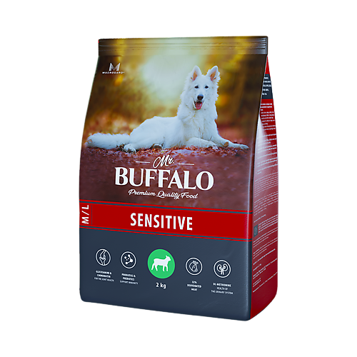 MR.BUFFALO SENSITIVE 2 кг сухой корм для собак средних и крупных пород ягнёнок 5 шт