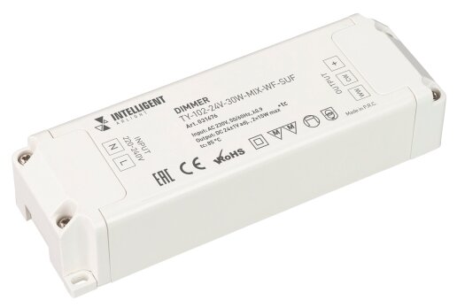 INTELLIGENT ARLIGHT Диммер TY-102-24V-30W-MIX-WF-SUF (230V, WIFI, 433MHz, 2x0.6A) (IARL, Пластик)