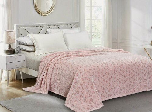 Изображение товара Плед текстильный велсофт сердечки евро 200x220 плотность: 260/270 гр/м2