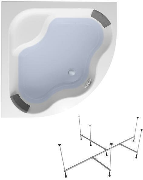 Ванна угловая акриловая 150 х 150 с каркасом Lavinia Boho Aveo S1-3704015P в наборе 3 в 1: угловая ванна 150х150 см, усиленный металлический каркас, мягкий подголовник 2 шт.