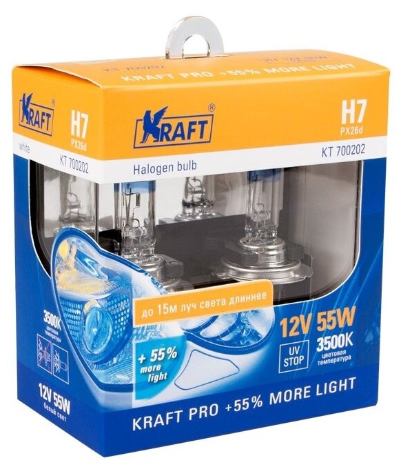 Автолампа H7 12v55w(PX26d)KraftPro+55%more light 2