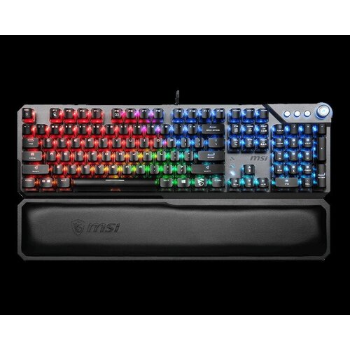 Gaming Keyboard MSI VIGOR GK71 SONIC, Wired, Mechnical, with Multimedia functions, Light & Fast Red MSI Sonic Switch, incl. Wrist Rest, RGB, Black gaming keyboard wired gaming mouse kit 104 keycaps with rgb backlight russian keyboard gamer ergonomic mause for pc laptop