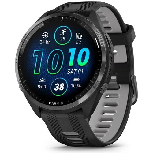 Умные часы Garmin Forerunner 965 Carbon Grey DLC Titanium Bezel with Black Case and BlackPowder Grey Silicone Band 7859000₽