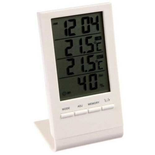 Метеостанция LTR-18 комнатный гигрометр будильник 1хLR1140 с уличным датчиком белый 104300₽