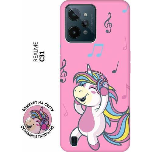 Матовый чехол Musical Unicorn для realme C31 / Рилми С31 с 3D эффектом розовый матовый чехол musical unicorn для realme c21y рилми с21у с 3d эффектом розовый