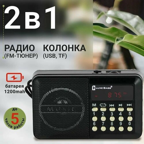 Карманный радиоприемник с USB и AUX портативная музыкальная колонка черный 55300₽