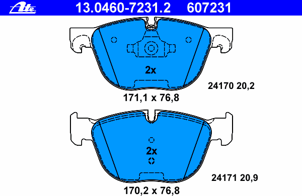 Колодки тормозные дисковые передн, BMW: X5 3.0 d/3 для BMW X5 (F15, F85) xDrive 25 d ATE 13046072312