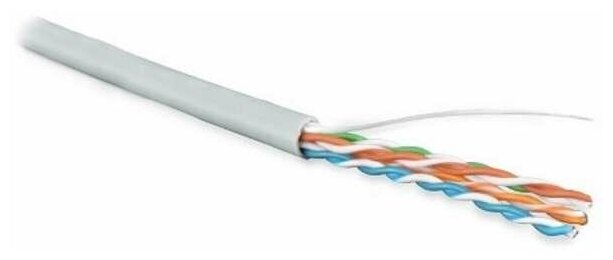 Кабель витая пара U/UTP 5e кат. 4 пары Hyperline UUTP4-C5E-S24-IN-PVC-GY-305 24AWG(0.51 мм), медь, одножильный (solid), внутренний, PVC, серый, уп/305