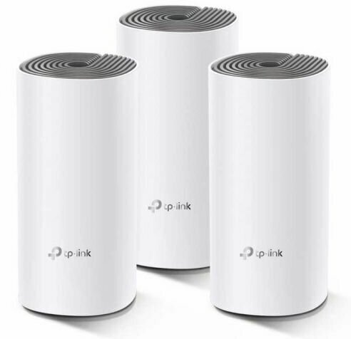 Точка доступа TP-LINK Deco E4(3-pack) AC1200, 802.11a/b/g/n/ac, 2.4/5ГГц, 300/867Мбит/с, 2xLAN, 2 встр. антенны, комплект 3шт.