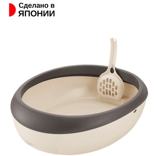 Туалет для кошек с бортиками /Лоток для животных с совком 8,9 л, 47х36,5х11,9 см