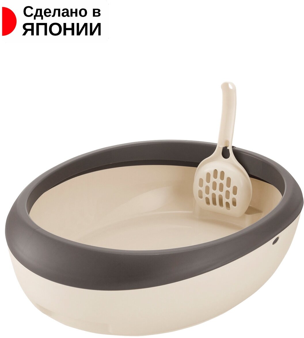 Туалет для кошек с бортиками /Лоток для животных с совком 8,9 л, 47х36,5х11,9 см - фотография № 1